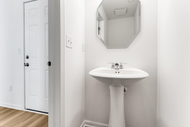 bathroom featuring wood-type flooring