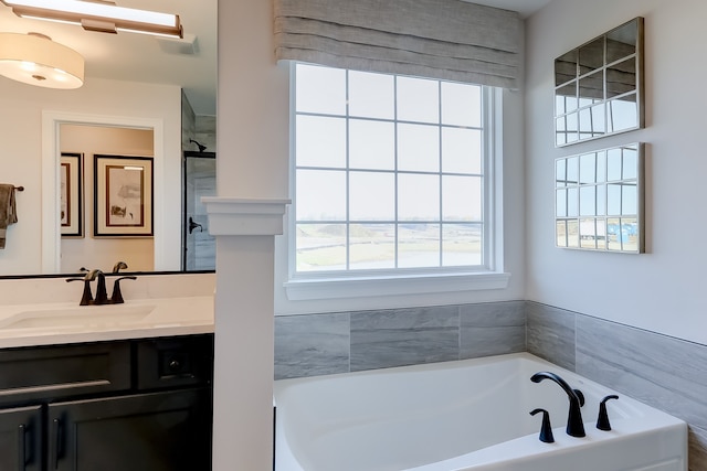 bathroom featuring a bathing tub and vanity