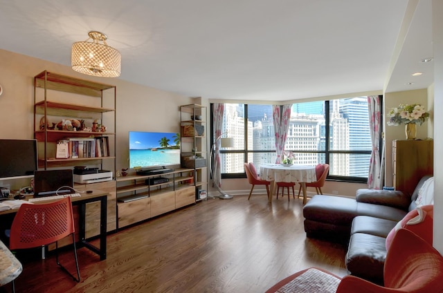 living room with hardwood / wood-style flooring