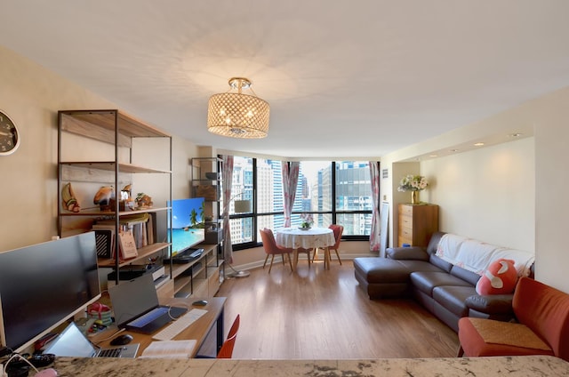 living room featuring hardwood / wood-style flooring