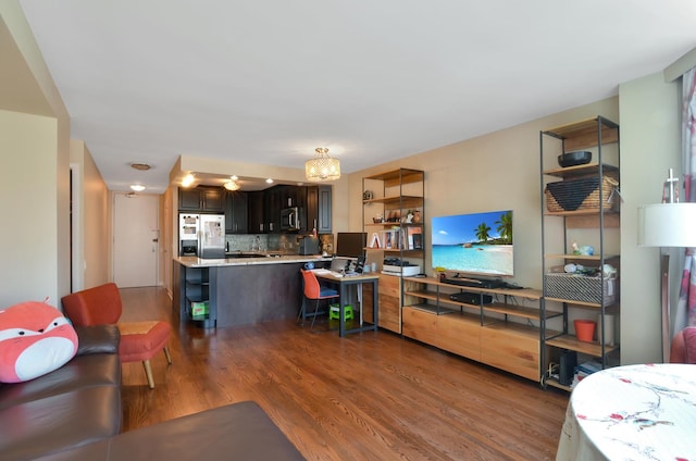 living room with wood-type flooring