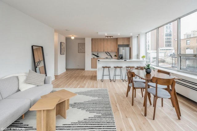 living room featuring light wood-type flooring