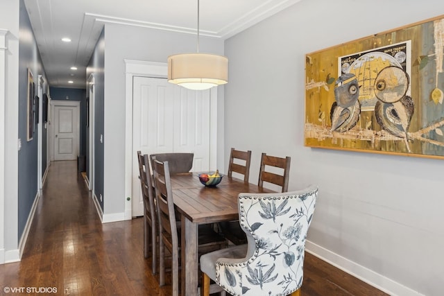 dining area with dark wood-type flooring