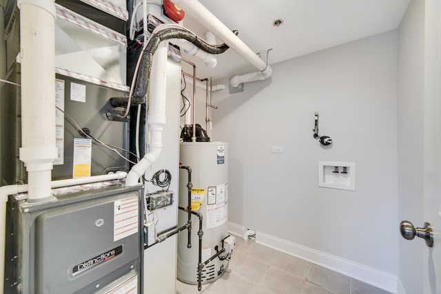 utility room with water heater