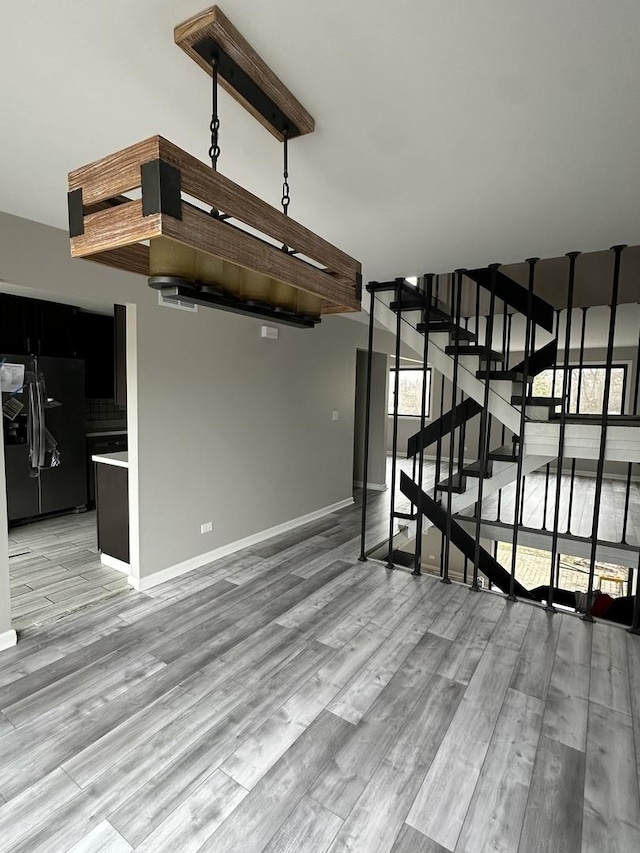 interior space with light hardwood / wood-style flooring