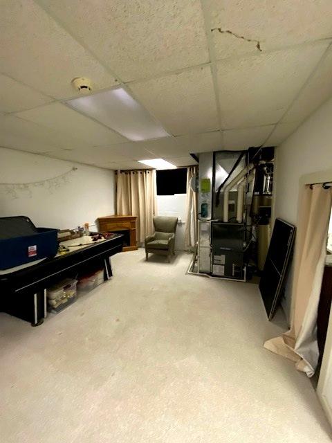 basement with heating unit