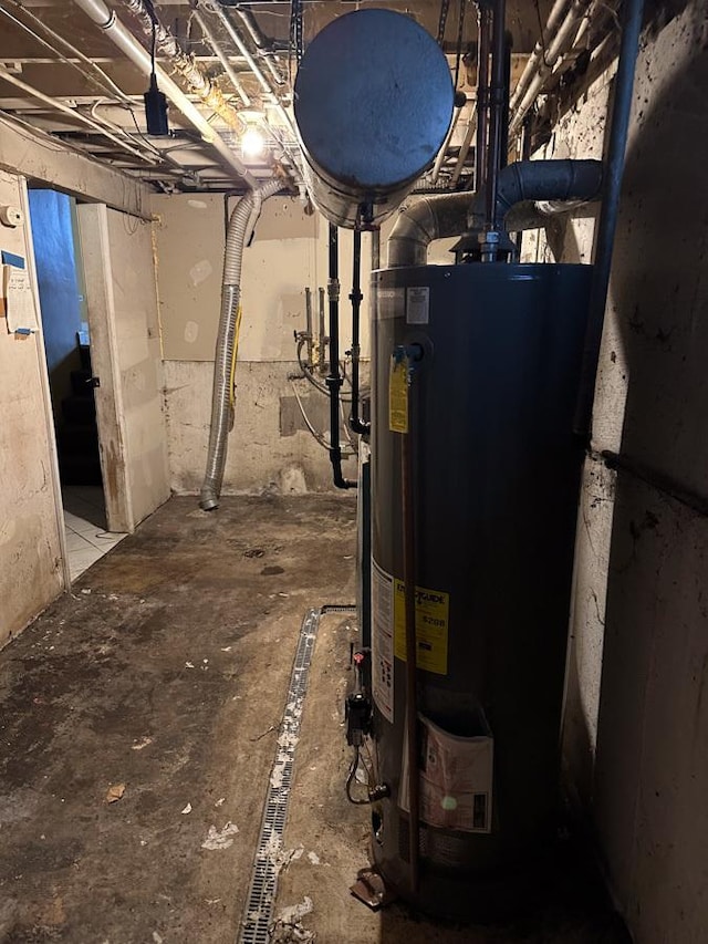 basement with gas water heater