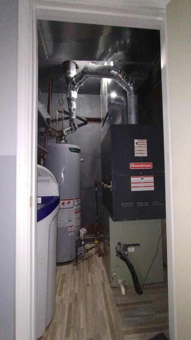 utility room with gas water heater