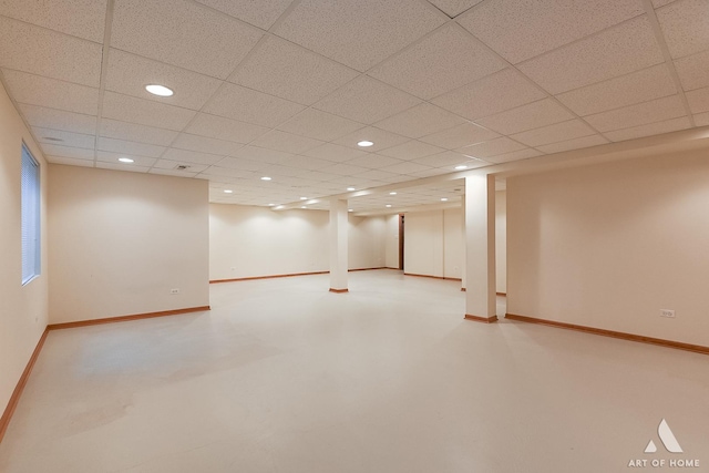 basement with a drop ceiling