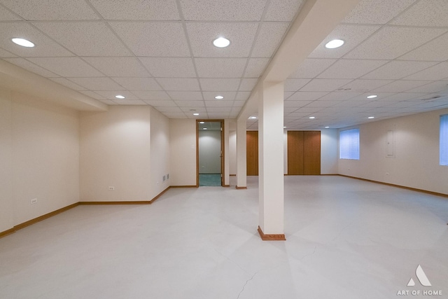 basement with a drop ceiling