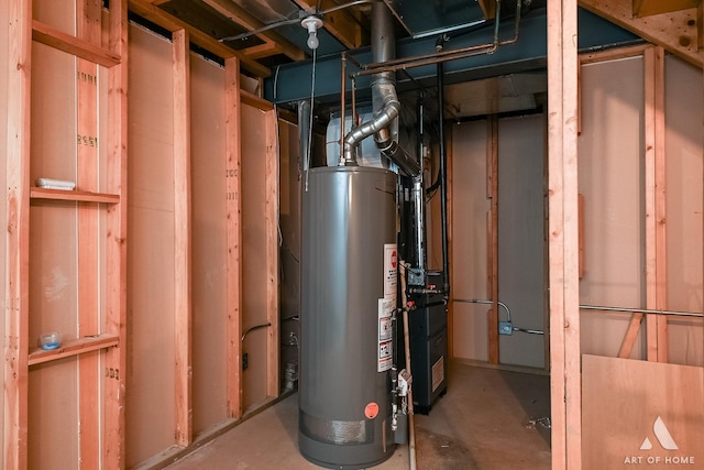 utility room with gas water heater