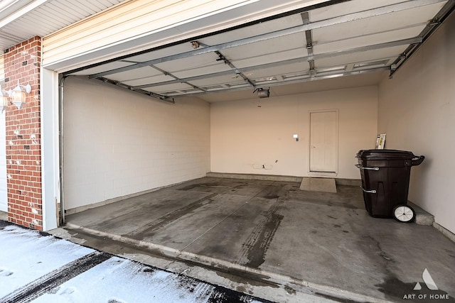 garage with a garage door opener