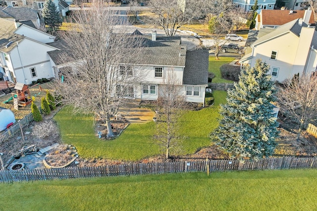 bird's eye view with a residential view