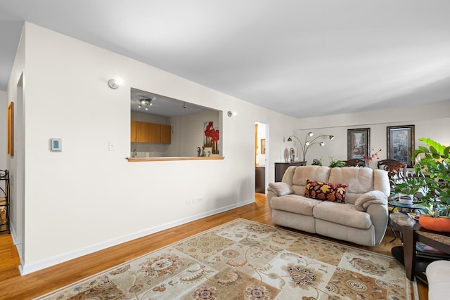 living room with light hardwood / wood-style floors