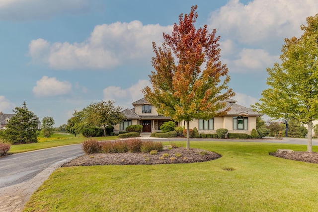 obstructed view of property featuring a front yard