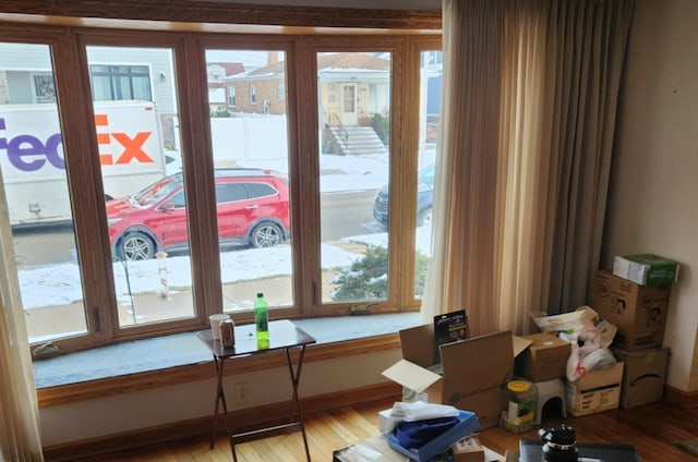 interior space with hardwood / wood-style floors and a healthy amount of sunlight