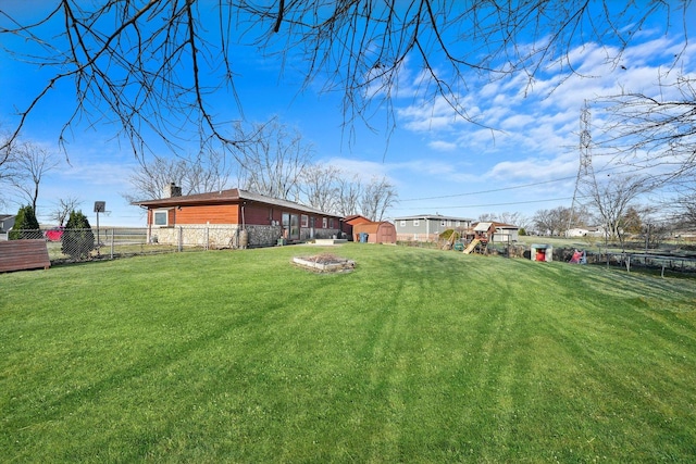 view of yard with a playground