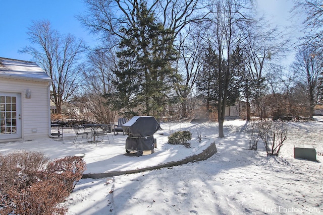 view of yard covered in snow