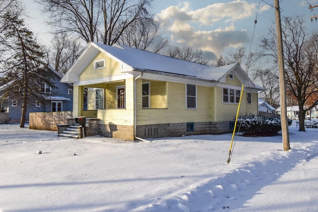 view of snow covered exterior