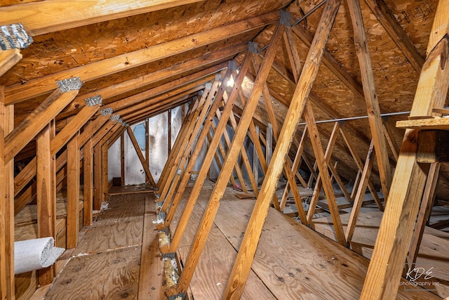 view of unfinished attic