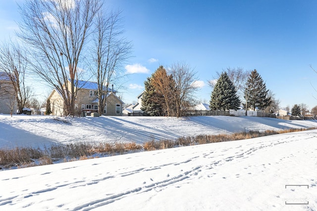 view of yard covered in snow