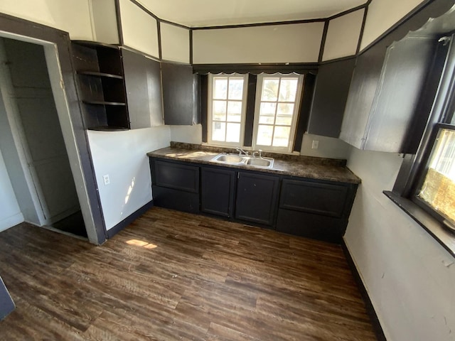 kitchen with sink and dark wood-type flooring