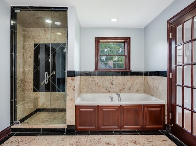 bathroom with plus walk in shower