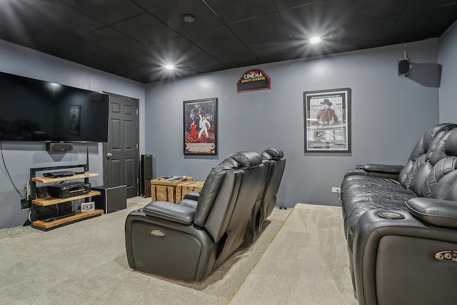 view of carpeted home theater