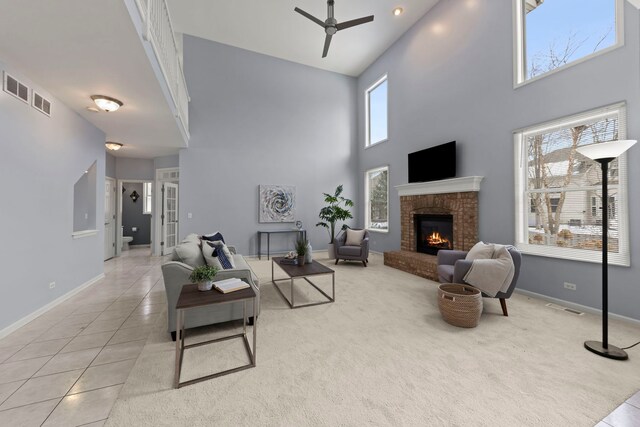 carpeted living room featuring a wealth of natural light