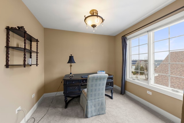 view of carpeted home office