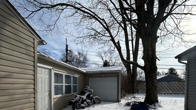 view of snow covered property