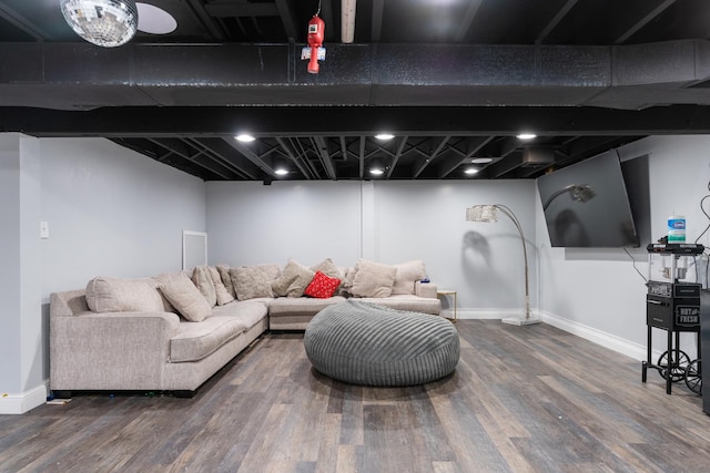 living room with hardwood / wood-style flooring