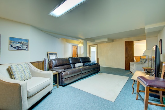 living area featuring carpet flooring