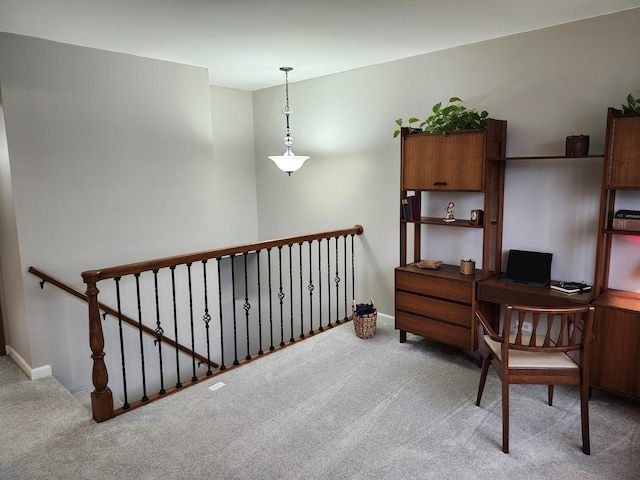 view of carpeted home office