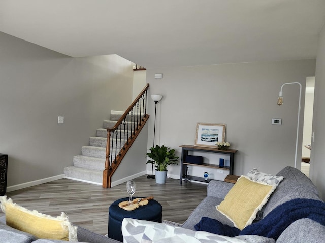 living room with wood-type flooring