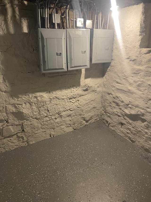 basement with electric panel