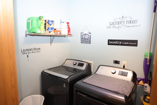 washroom featuring independent washer and dryer