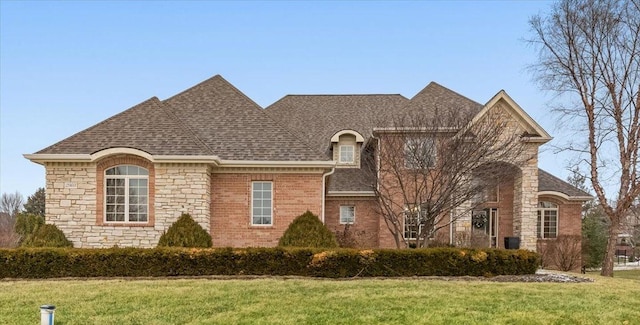 view of front of property featuring a front lawn