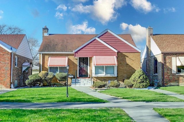 view of front of home with a front lawn