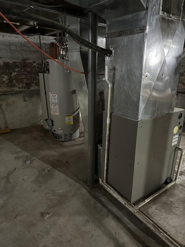 utilities with heating unit and gas water heater