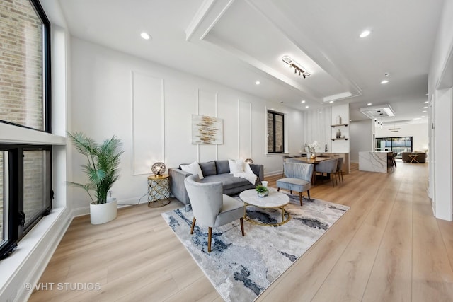 living room featuring light hardwood / wood-style flooring