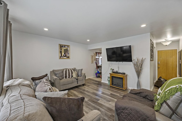 living room with wood-type flooring