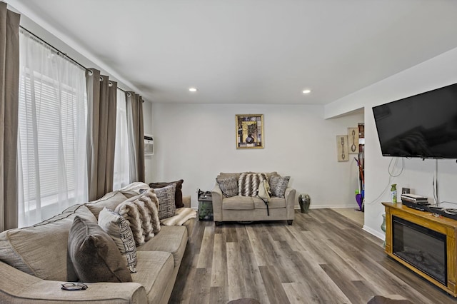 living room featuring hardwood / wood-style flooring and plenty of natural light