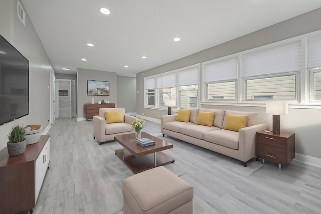 living room featuring light hardwood / wood-style flooring