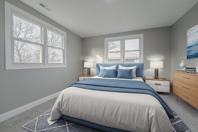 bedroom with carpet floors and multiple windows