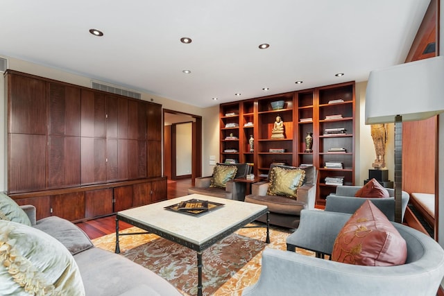 living room with hardwood / wood-style flooring