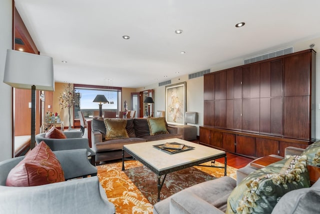 living room featuring light hardwood / wood-style floors