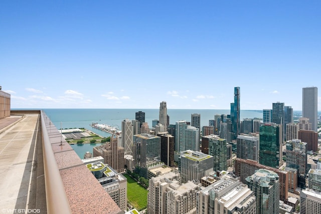 property's view of city with a water view