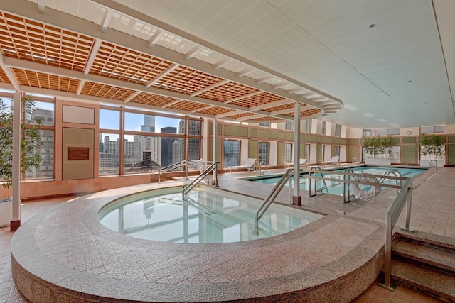 view of pool featuring an indoor in ground hot tub