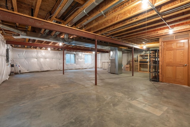 basement with heating unit